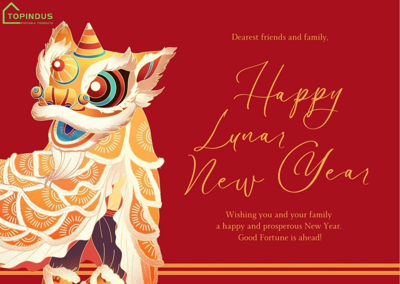 Aviso y deseo festivo del Año Nuevo Lunar Chino del Dragón