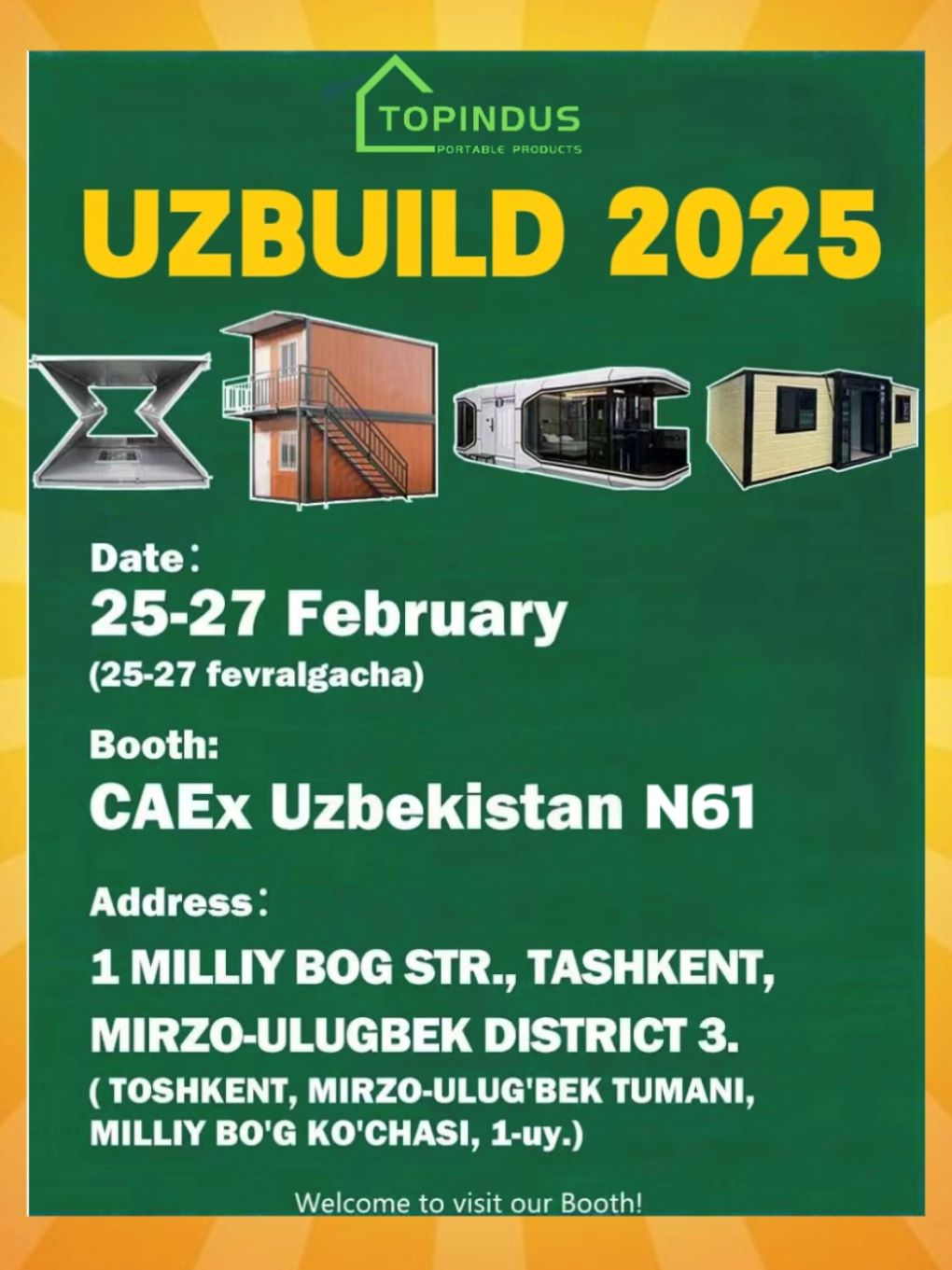 ¡Topindus Cabin llegará a UZBUILD 2025!