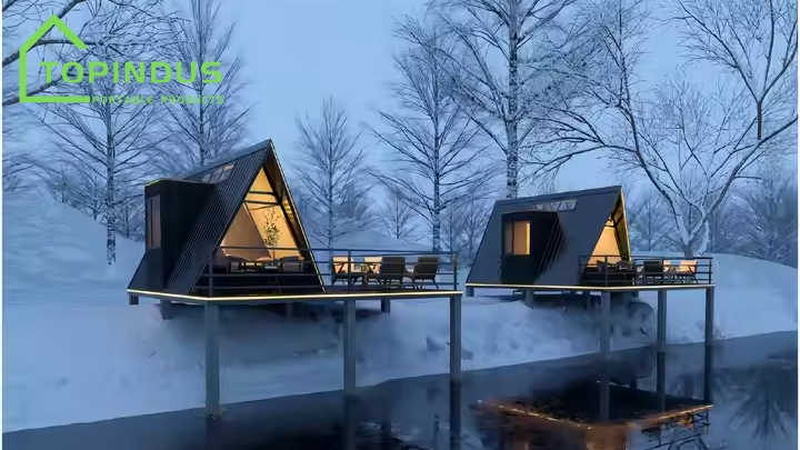 Casas modernas prefabricadas con techo triangular