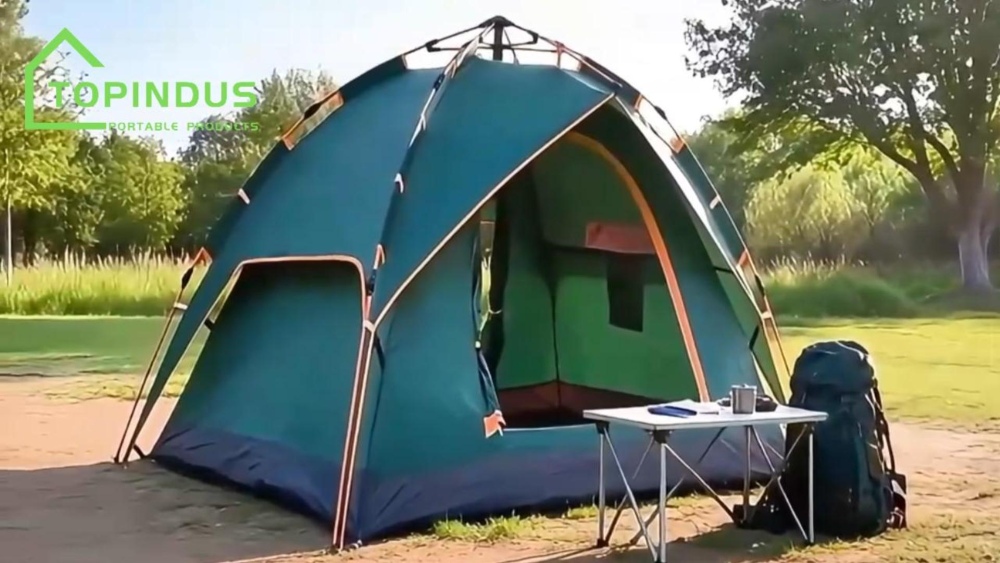 Proceso de instalación de una tienda de campaña inflable familiar para exteriores