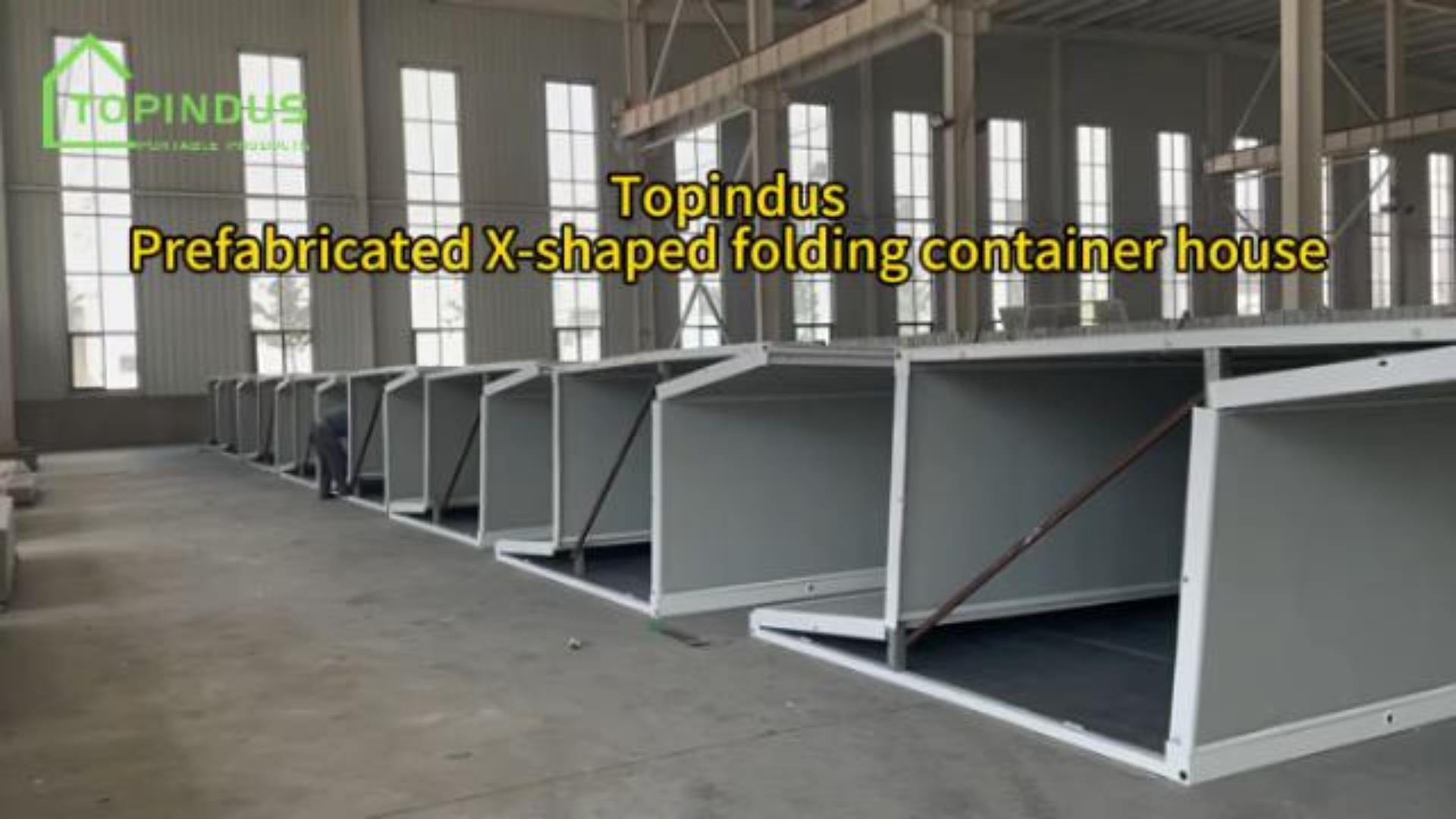 Casa contenedor plegable tipo X: rápida, flexible y portátil.